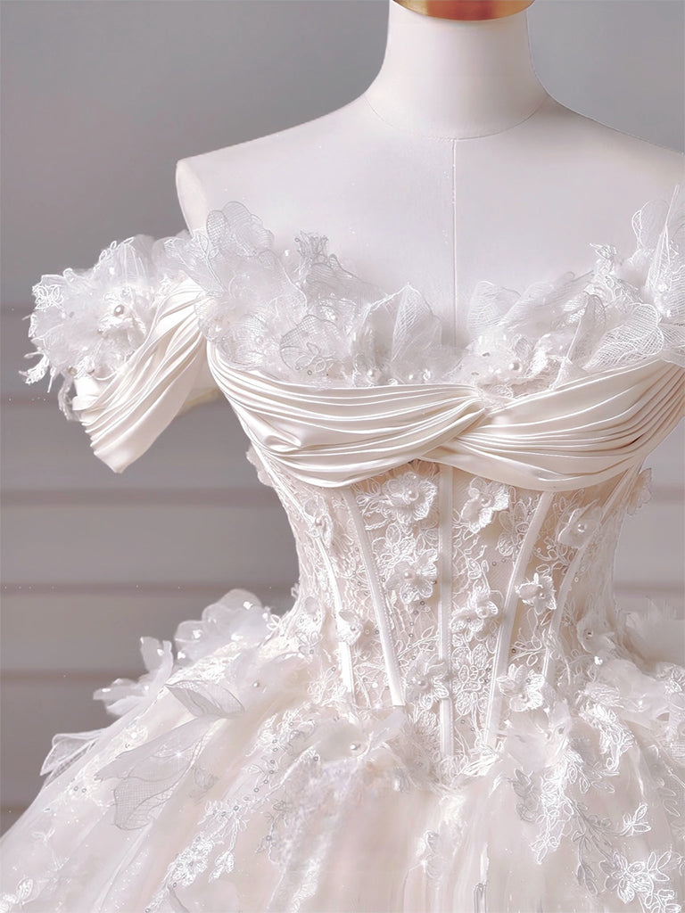 Ball-Gown/Princess Sweetheart Floor-Length Tulle Prom Dresses With Sequins Appliques Lace Beading Secondary image