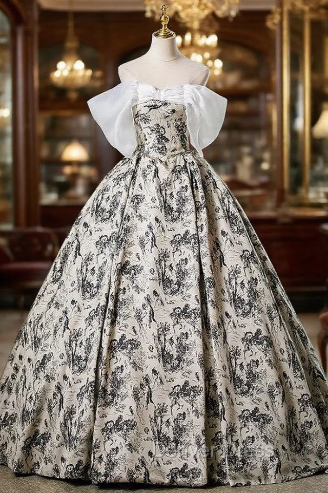 Ball Gown Print Off the Shoulder Quinceanera Dresses