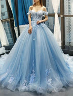 Ball Gowns Prom Dress Floral Dresses Quinceanera Court Train Short Sleeve Sweetheart Lace With Pleats Appliques