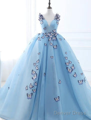 Ball Gown Prom Dresses Luxurious Dress Engagement Court Train Sleeveless V Neck Tulle With Pleats Appliques 2