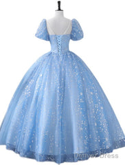 Ball Gown Quinceanera Dresses Princess Dress Performance Sweet 16 Floor Length Short Sleeve Square Neck Polyester With Pearls Appliques