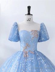 Ball Gown Quinceanera Dresses Princess Dress Performance Sweet 16 Floor Length Short Sleeve Square Neck Polyester With Pearls Appliques
