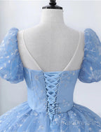 Ball Gown Quinceanera Dresses Princess Dresses Performance Sweet 16 Floor Length Short Sleeve Square Neck Polyester With Pearls Appliques