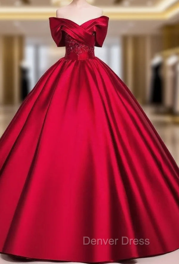 Ball Gown Satin Off the Shoulder Appliques Quinceanera Dresses Main image