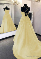 Ball Gowns Scoop Neck Long Floor Length Tulle Prom Dresses