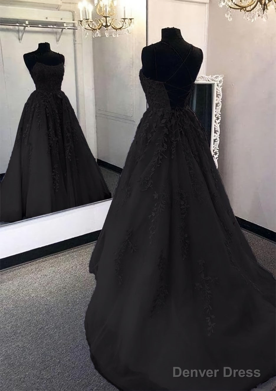Ball Gowns Scoop Neck Long Floor Length Tulle Prom Dresses