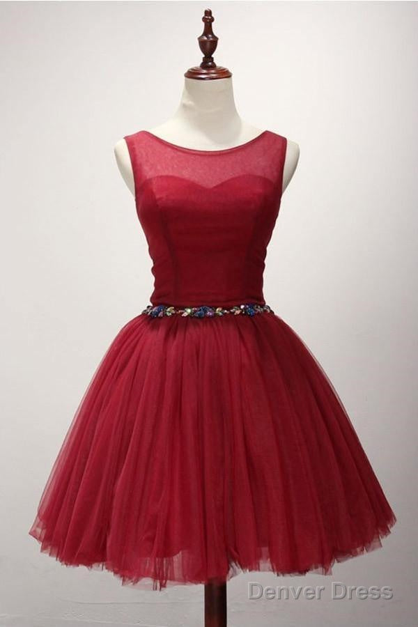 Ball Gowns Scoop Neck Short Tulle Homecoming Dresses With Beading Main image
