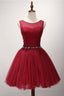 Ball Gowns Scoop Neck Short Tulle Homecoming Dresses With Beading