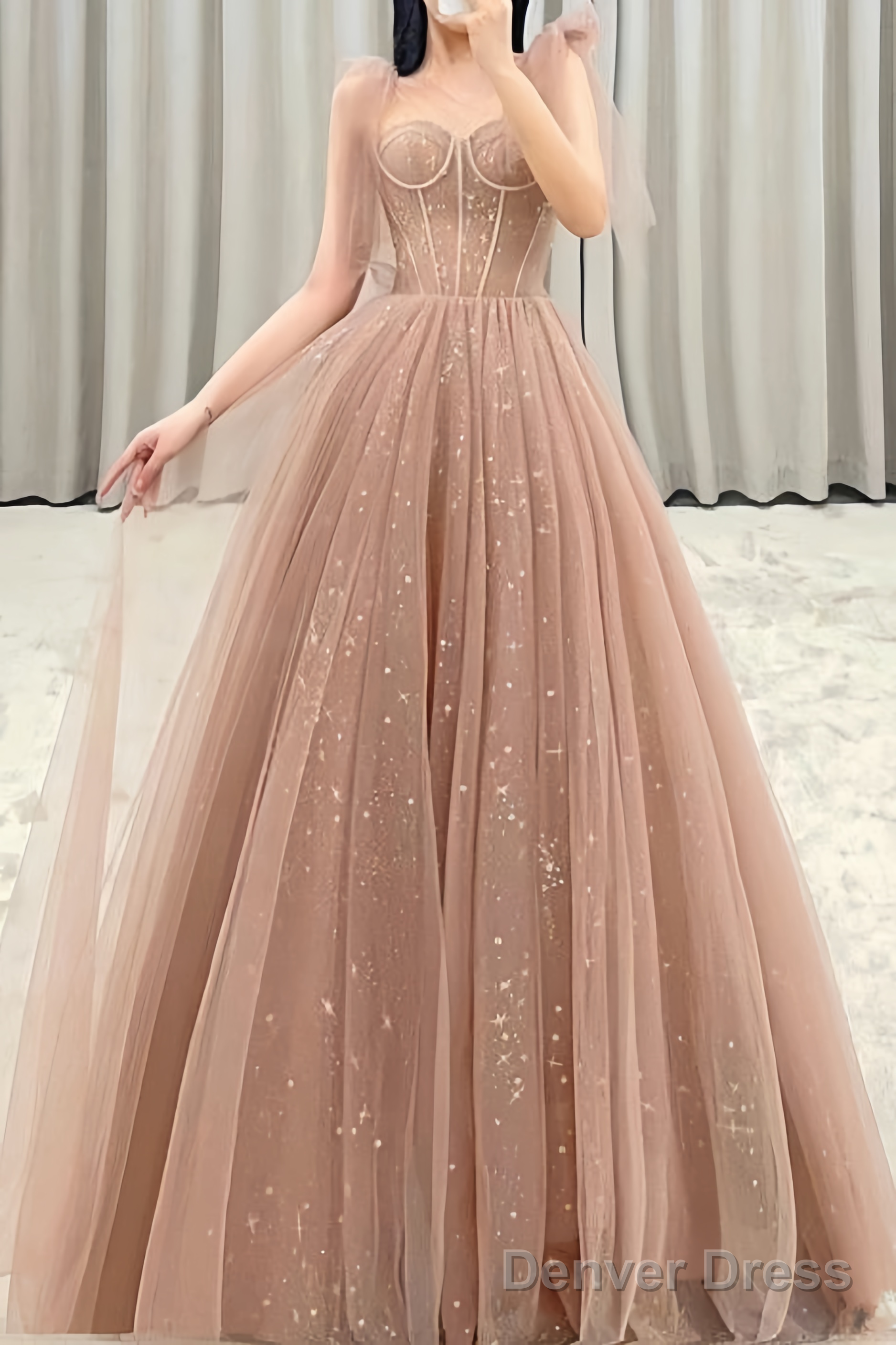 Ball Gown Sequin Floor Length Sleeveless Pink Prom Dress Main image