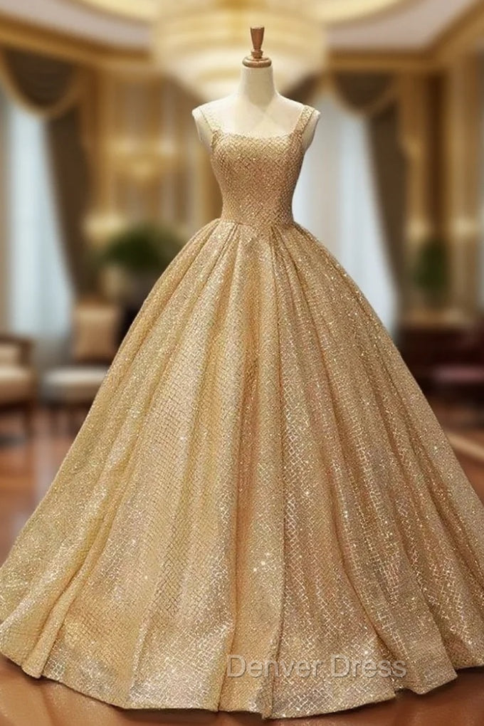 Ball Gown Sequins Gold Quinceanera Dresses Sweet 16 Dresses With Pocket