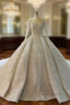 Ball Gown Sequins Long Sleeve Beading Luxury Wedding Dresses