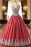 Ball Gown Sequins Red Tulle Bling Bling Sweetheart Quinceanera Dresses