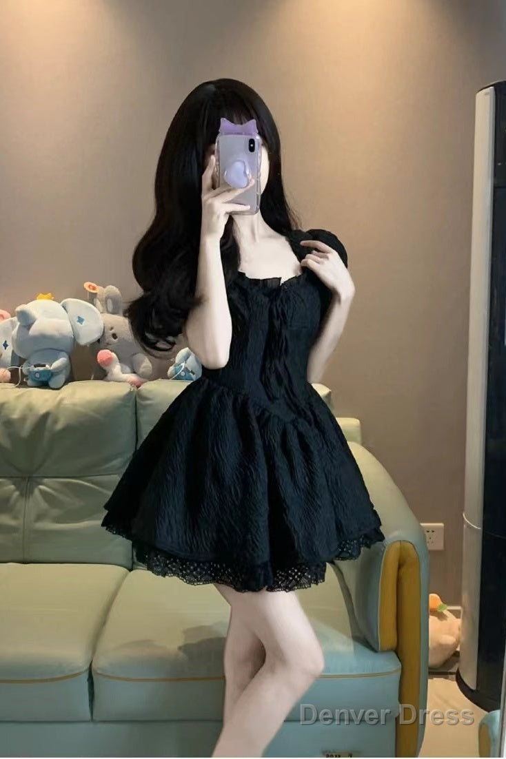 Ball Gown Square Neckline Black Holiday Dress Birthday Dresses Birthday Outfits