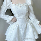 Ball Gowns Square Neckline White Lace Holiday Dress Birthday Dresses Birthday Outfits