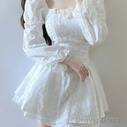 Ball Gowns Square Neckline White Lace Holiday Dress Birthday Dresses Birthday Outfits
