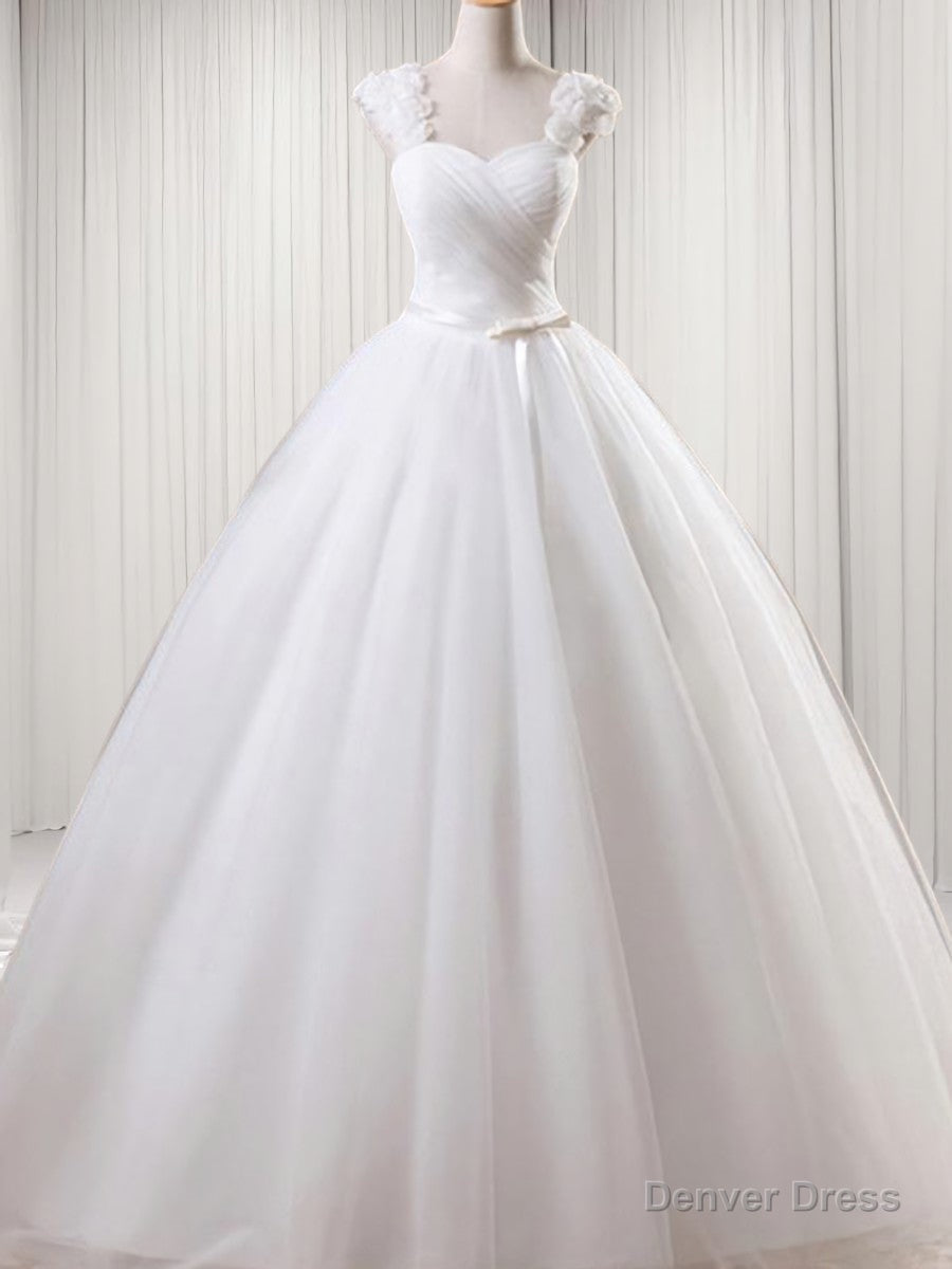 Ball Gowns Square Ruffles Floor Length Tulle Wedding Dresses