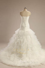 Ball-Gown Strapless Chapel  Wedding Dresses White Organza