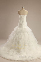 Ball Gowns Strapless Chapel Wedding Dresses White Organza