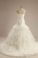 Ball-Gown Strapless Chapel  Wedding Dress White Organza