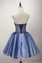 Ball Gowns Strapless Short Tulle Homecoming Dresses With Beading