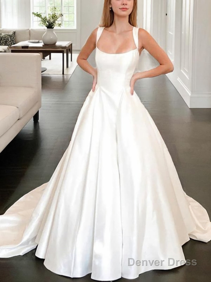 Ball Gowns Straps Court Train Satin Wedding Dresses Main image