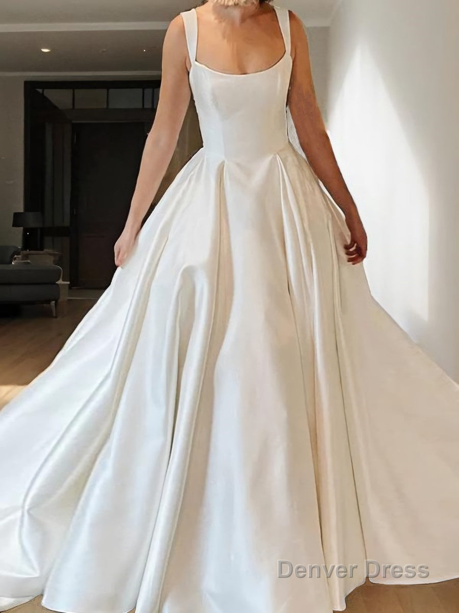 Ball Gown Straps Court Train Satin Wedding Dresses Secondary image
