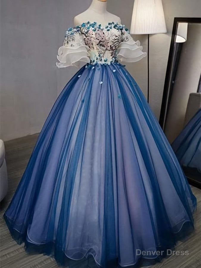 Ball Gowns sweet 16 Prom Long Prom Dress,Prom Dress,Charming Prom Dress,Hand Made Flower Prom Dresses