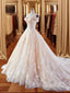 Ball-Gowns Sweetheart Appliques Lace Court Train Lace Wedding Dresses