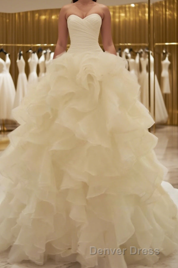 Ball Gown Sweetheart Court Train Organza Wedding Dresses Main image