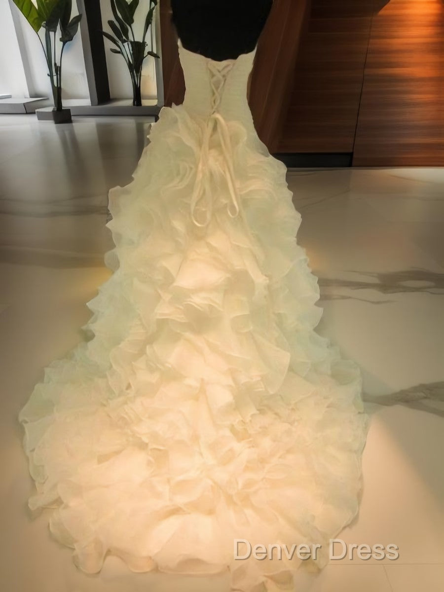 Ball-Gowns Sweetheart Ruffles Court Train Organza Wedding Dresses Secondary image