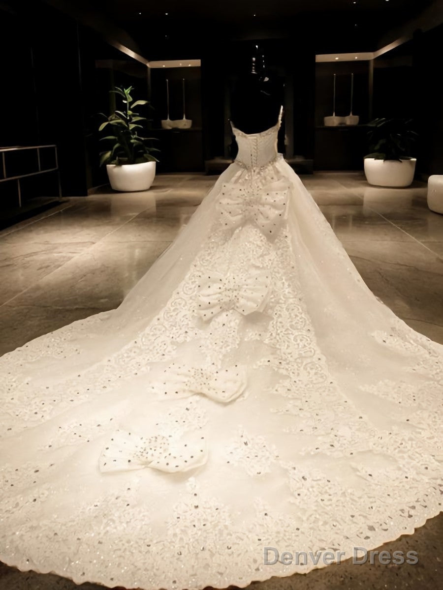 Ball-Gowns Sweetheart Sequin Cathedral Train Tulle Wedding Dresses Secondary image