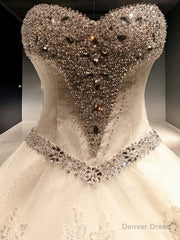 Ball-Gown Sweetheart Sequin Cathedral Train Tulle Wedding Dress