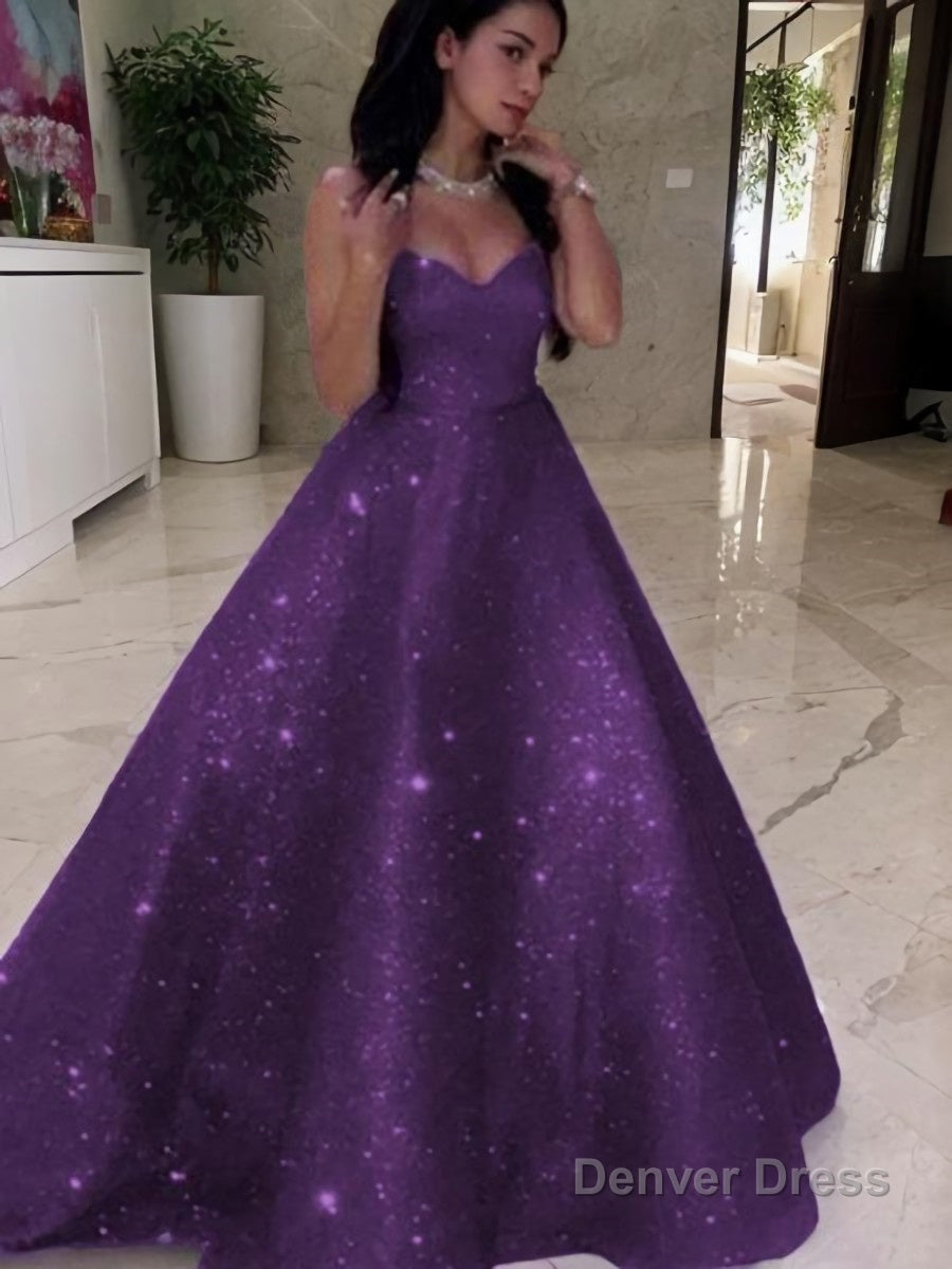 Ball Gowns Sweetheart Sweep Train Prom Dresses With Ruffles Main image