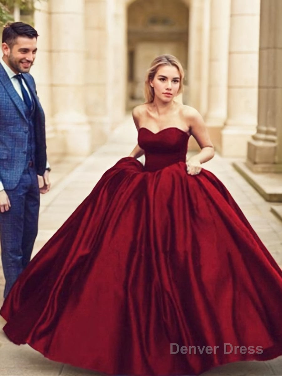 Ball Gowns Sweetheart Sweep Train Satin Prom Dresses Main image