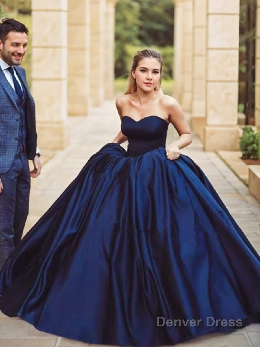 Ball Gowns Sweetheart Sweep Train Satin Prom Dresses