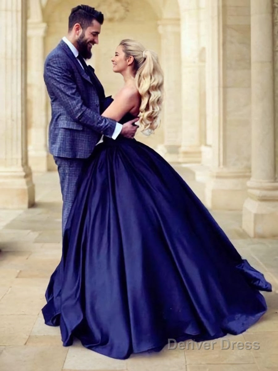 Ball Gowns Sweetheart Sweep Train Satin Prom Dresses