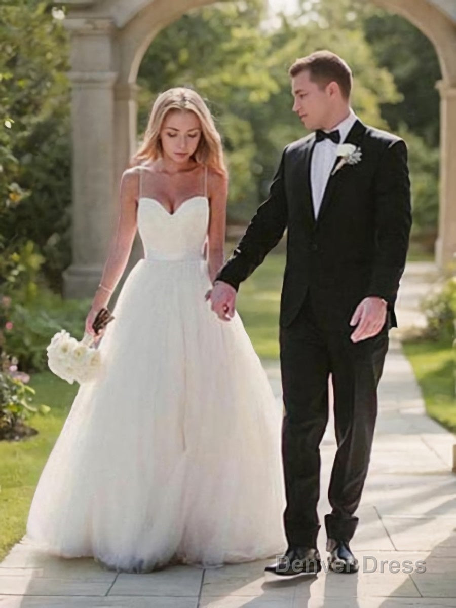 Ball Gowns Sweetheart Sweep Train Tulle Wedding Dresses
