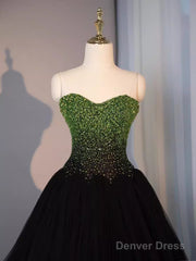 Ball Gown Sweetheart Tulle Black Prom Dresses Evening Dress