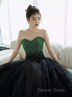 Ball Gown Sweetheart Tulle Black Prom Dresses Evening Dresses