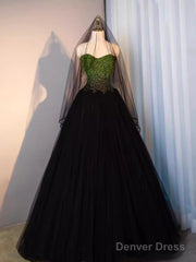 Ball Gown Sweetheart Tulle Black Prom Dresses Evening Dress