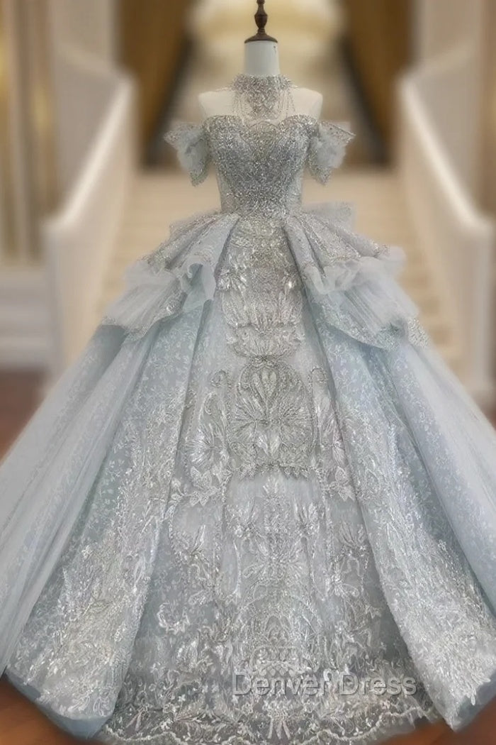 Ball Gown Tulle Lace Off the Shoulder Wedding Dresses