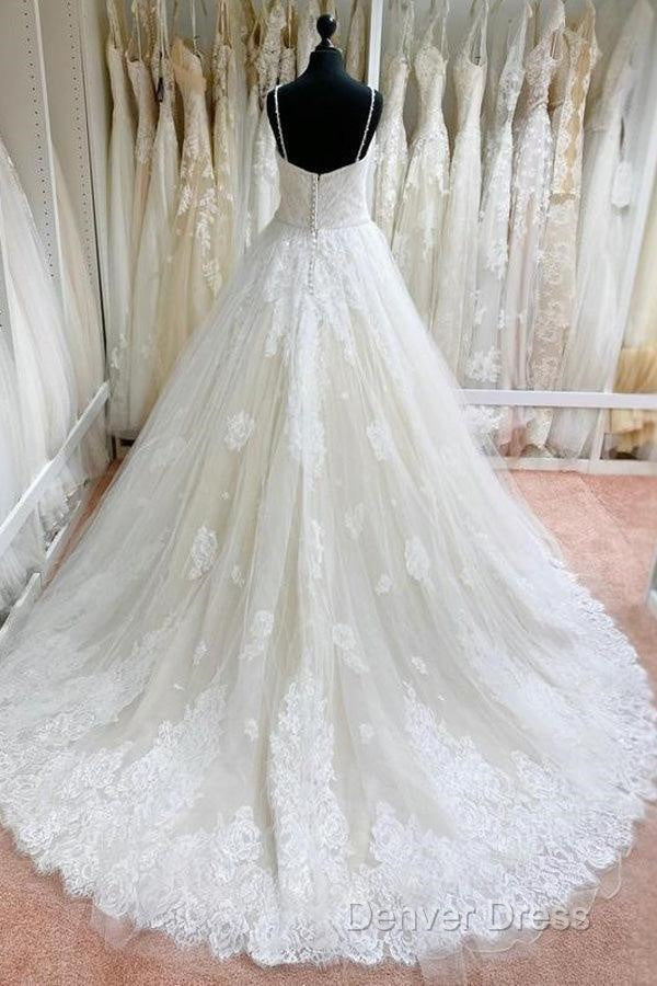 Ball Gowns Tulle Lace Spaghetti Straps Appliqued Wedding Dresses Secondary image