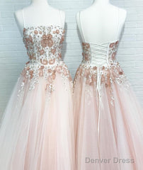 Ball Gown Tulle Long Prom Dresses With Appliques And Beading