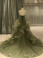 Ball Gowns Tulle Ruffles Prom Dresses Spaghetti Straps