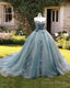 Ball Gown Tulle Strapless 3D Flowers Dress