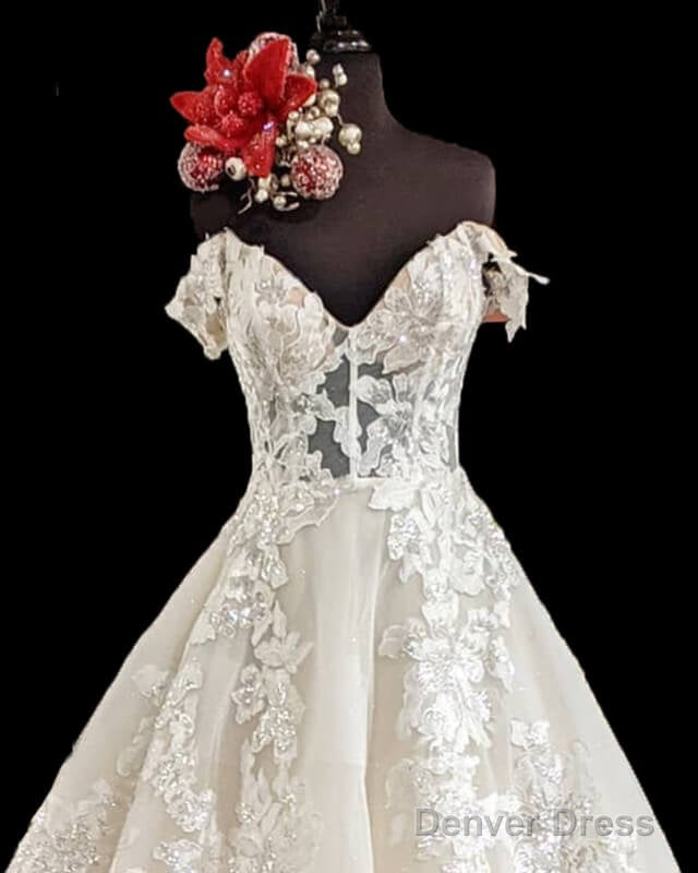 Ball Gown V Neck Corset Lace Embroidery Wedding Dress