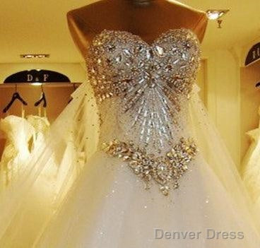 Ball Gowns Watteau Train Wedding Dresses With Appliques Beading