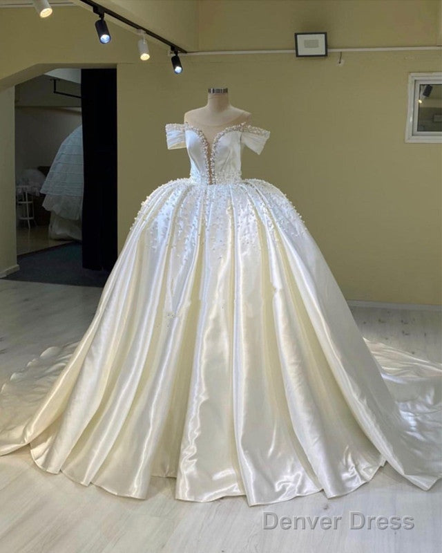 Ball Gown Wedding Dress Satin Off Shoulder