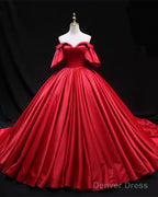 Ball Gowns Wedding Dresses Satin Ruffles Sleeves