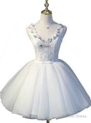 Ball Gown White Tulle Open Back homecoming Dresses
